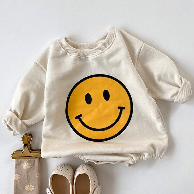 Children Long Sleeved Romper Cotton Smile Print