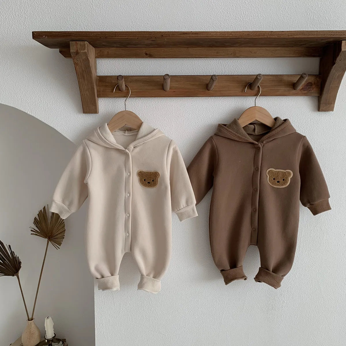 Bear logo hooded babygrow