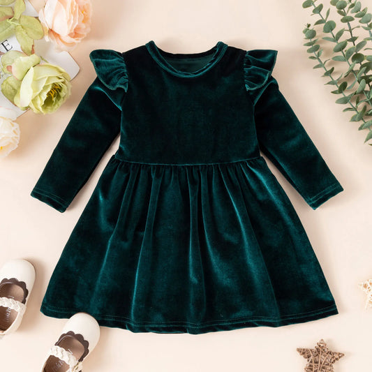 Long Sleeve Velvet Party Dress