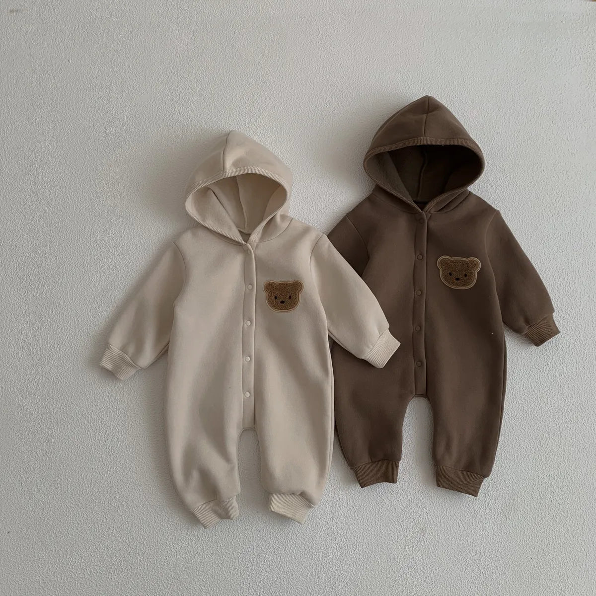 Bear logo hooded babygrow