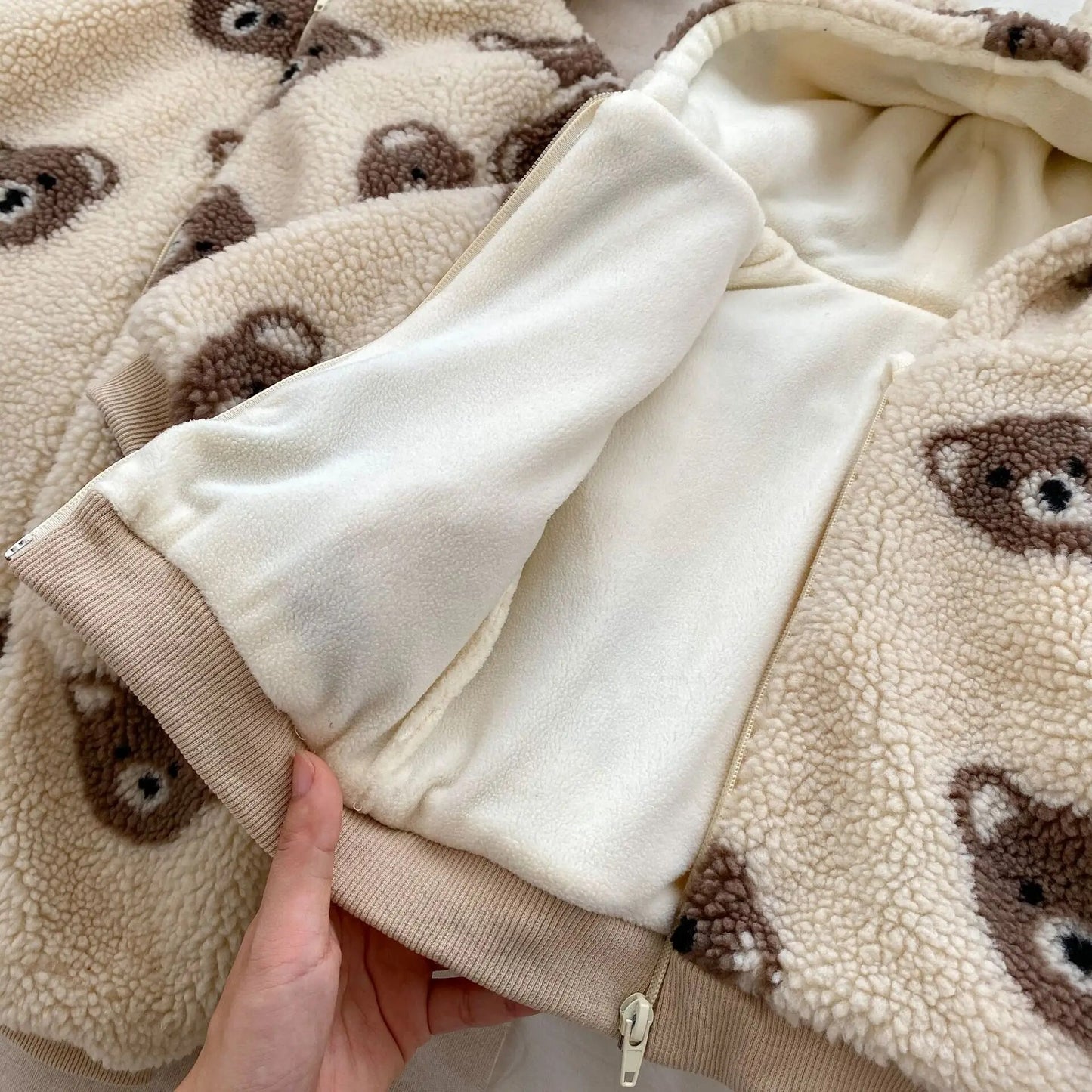 Bear Print Fleece Jacket