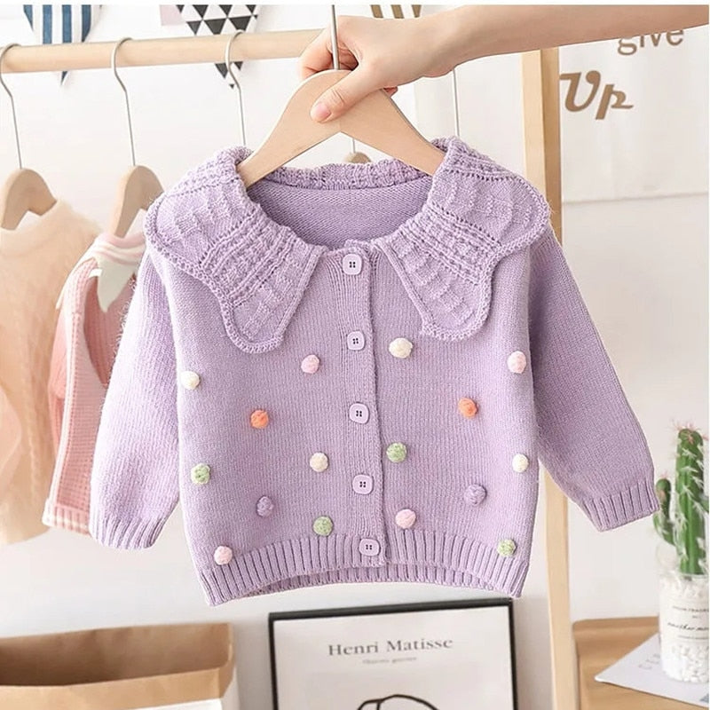 Pom Pom Knitted Cardigan