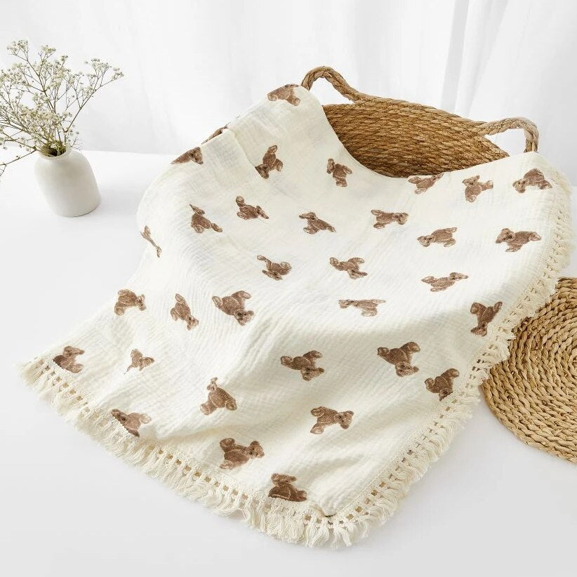 Bear Print Swaddle Blanket