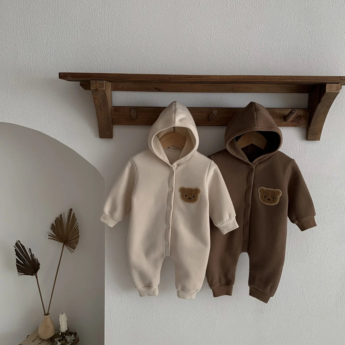 Bear logo hooded babygrow