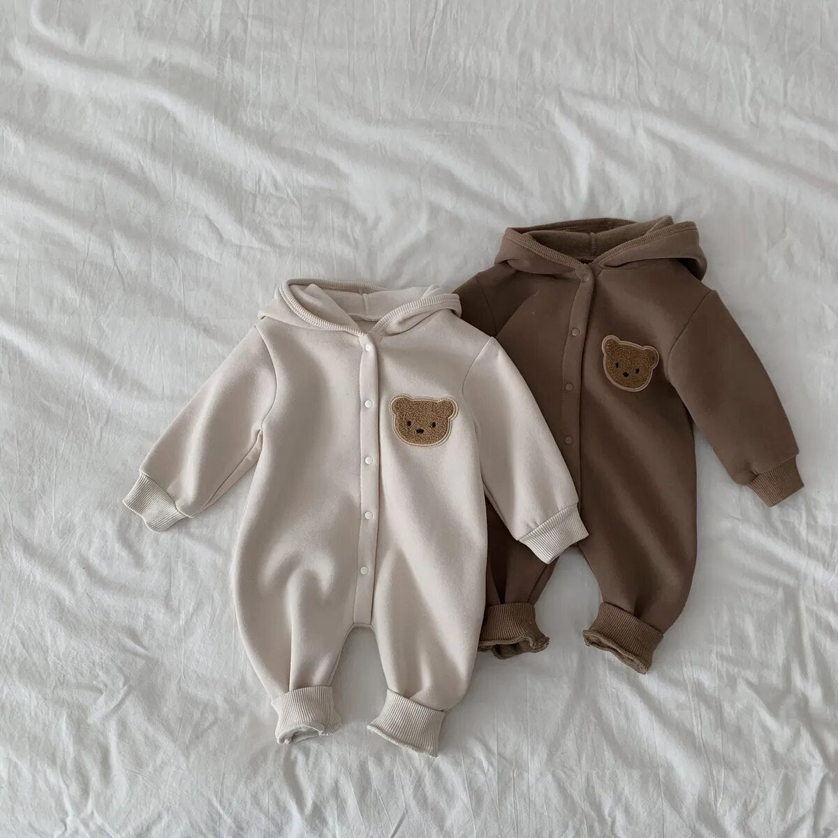 Bear logo hooded babygrow