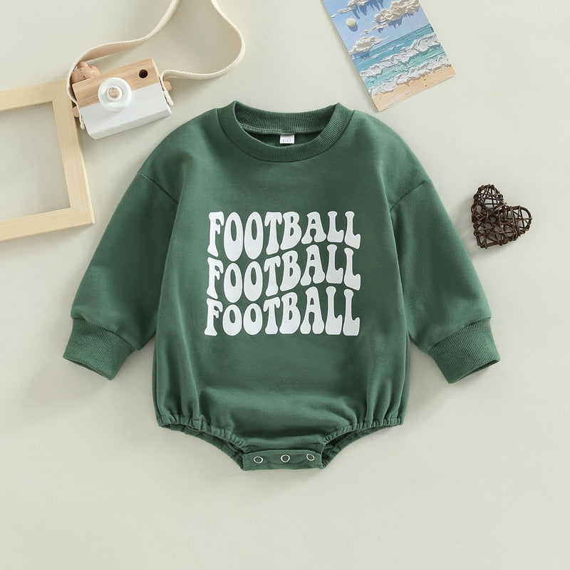 Football Print Rompers