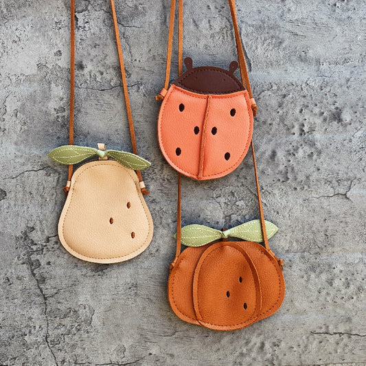 Leather Shoulder Bag Cartoon Pumpkin/ Beetle/ Pear